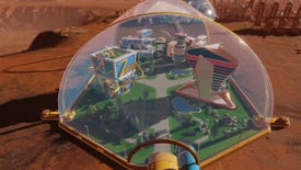 Tourist buildings inside a dome in a Surviving Mars DLC screenshot.