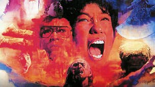 A floating head poster of a person screaming, another person with glasses looking concerned, and some kind of ghostly person holding their arms outstretched.