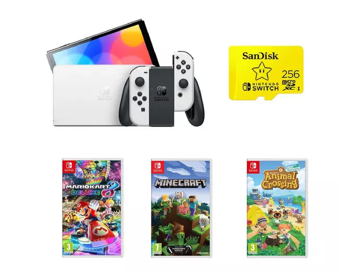 Net this Switch OLED bundle with three games and a 256GB SD Card
