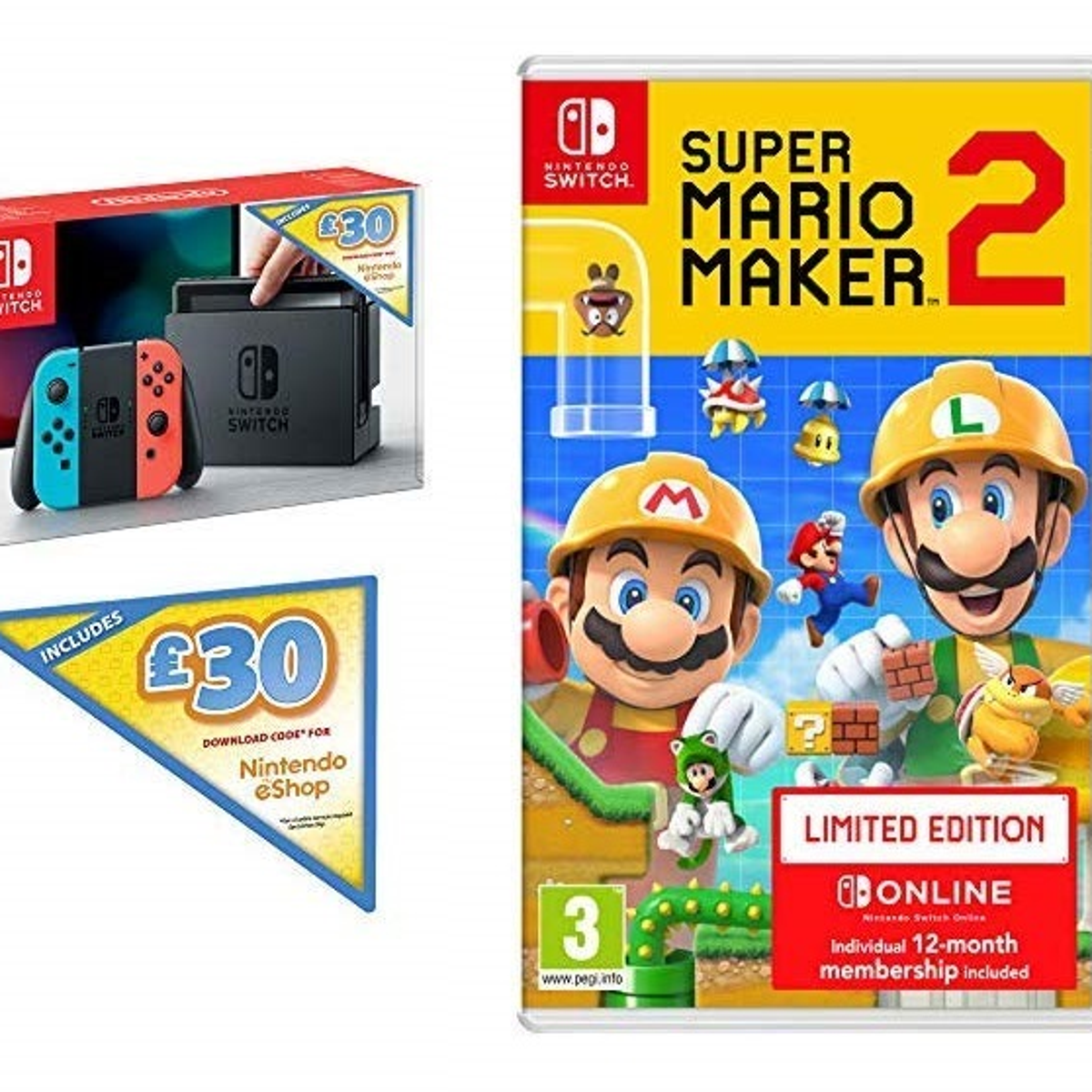 This Nintendo Switch deal includes Mario Maker 2, 12 months\' Switch Online  and a £30 eShop voucher for just £300