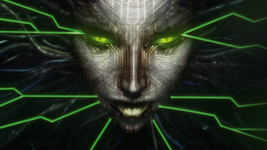 The face of SHODAN in System Shock 2 artwork.