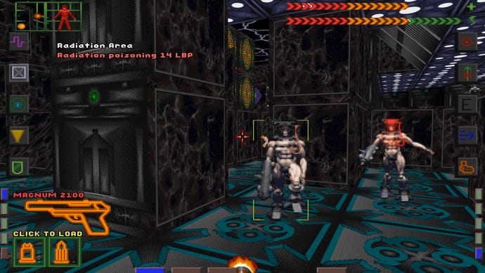 The player encounters two mutants in System Shock
