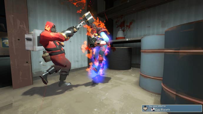A player being killed by an enemy player in Team Fortress 2