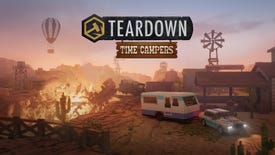 Teardown: Time Campers DLC image showing a Steam train crashing into a ravine.