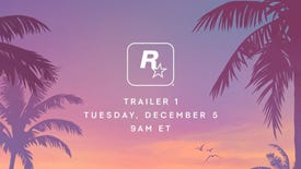 A GTA 6 teaser image with the Rockstar Games logo and a date and time for the first trailer - 5th December 2023 at 9am ET