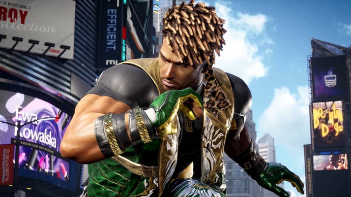 إيدي جوردو، أول شخصية قابلة للتنزيل في Tekken 8، يقف قبل القتال.