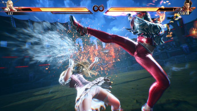Azucena clocks Lili in the head with a powerful kick in Tekken 8.