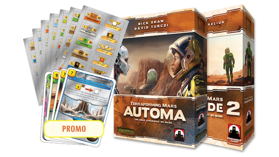 An image of the Automa and Prelude 2 expansions for Terraforming Mars.