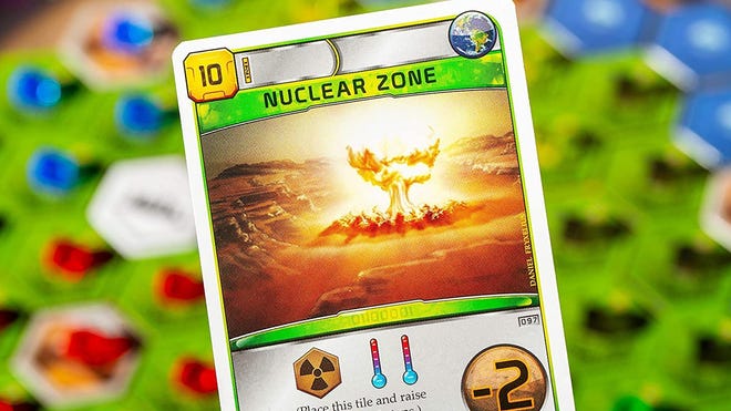A close-up image of a card for Terraforming Mars