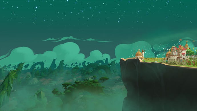 A lovely view of a night sky just off the back of The Wandering Village's giant turtle-like creature.