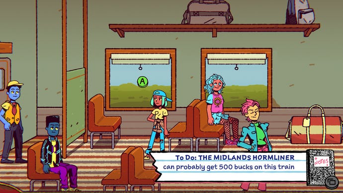 Ali stands in a train full of passengers in The Big Con