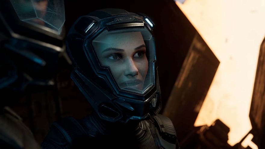 Camina Drummer in a spacesuit in a screenshot of the prequel The Expanse game