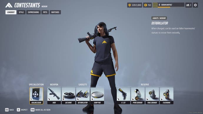 Overview of the Medium class in-game for The Finals.