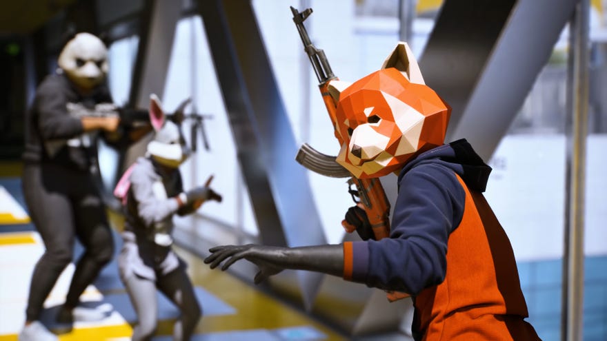 A squad runs down a corridor in The Finals.