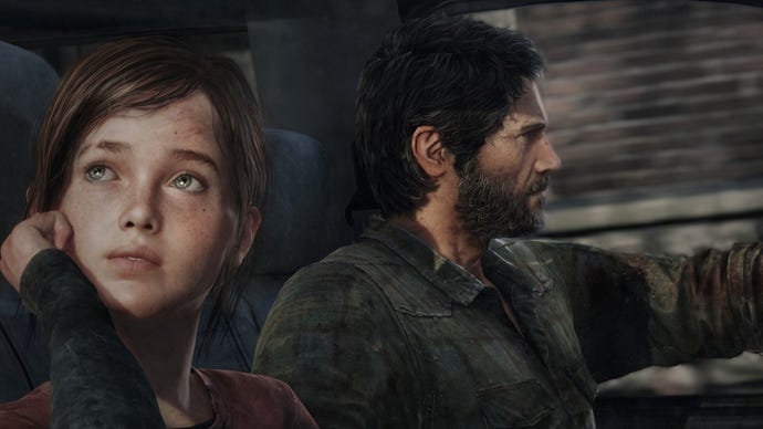 Ellie and Joel take a drive in the Last Of Us.