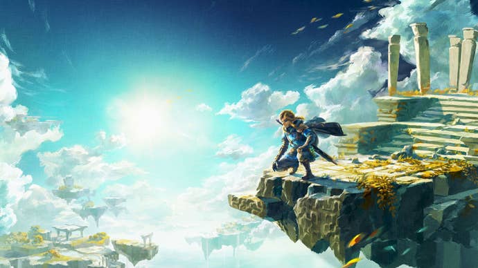 Link overlooking the world of Zelda: Tears of the Kingdom.