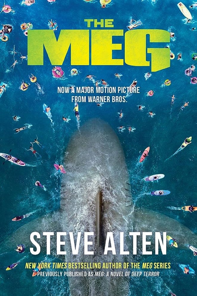 Cover of the Meg featuringa giant shark