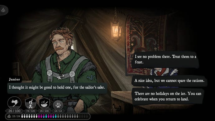 The cook Junior from the Pale Beyond, asking to throw a feast on the stranded ship