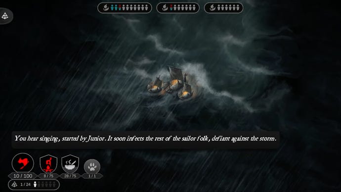 The ship in The Pale Beyond tossed on the sea on a big storm