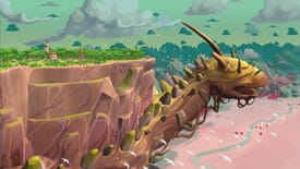 A close-up of Onbu, The Wandering Village's giant beast whose back acts as your island.