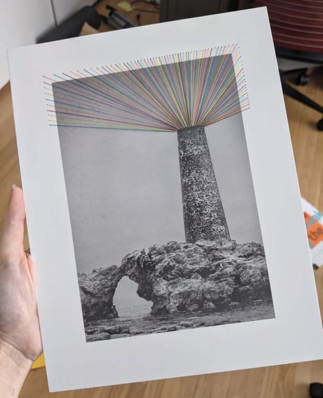 A print of the cover from The Weaver's Observatory tabletop RPG adventure.