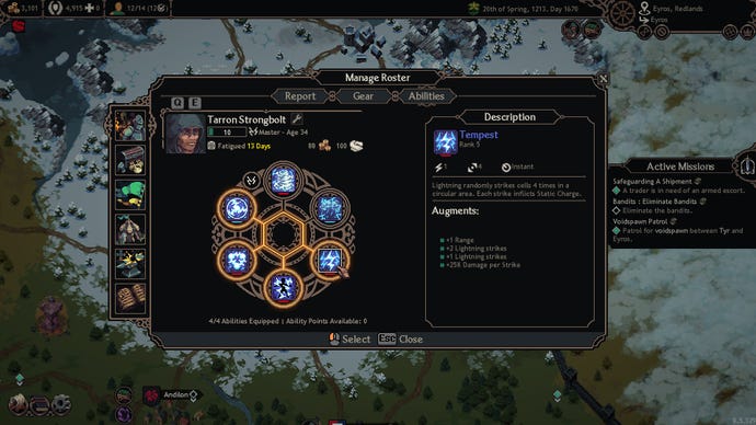A roster management screen in The Iron Oath