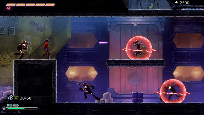 A screenshot of They Always Run with the player character surrounded by enemies.