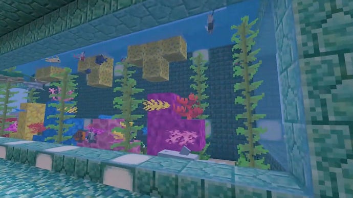 צילום מסך של בניית אקווריום Minecraft