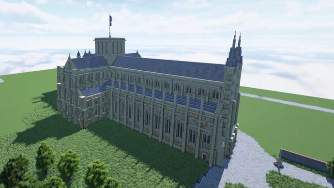 ภาพหน้าจอของ Minecraft Cathedral Build