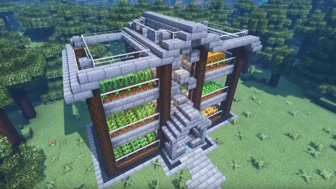 צילום מסך של בניית חוות Minecraft