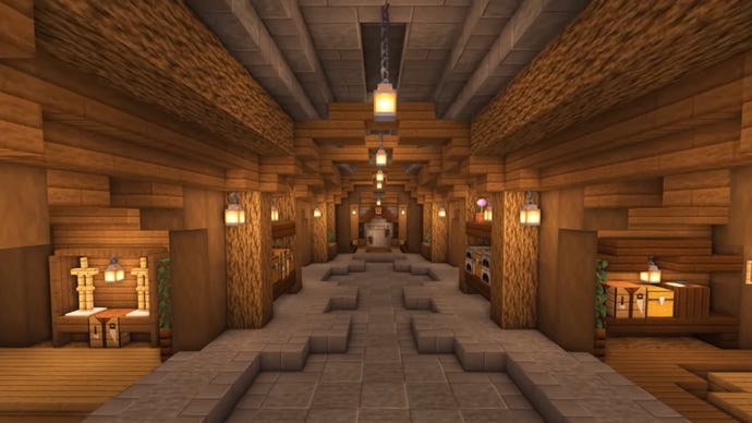 एक Minecraft भूमिगत आधार निर्माण का एक स्क्रीनशॉट।