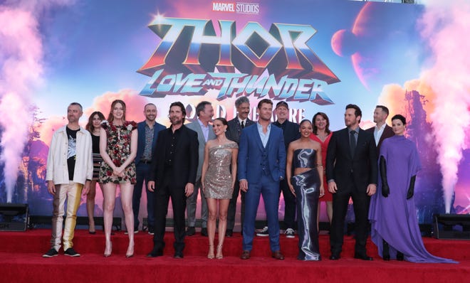 The cast of Thor Love and Thunder at film premiere