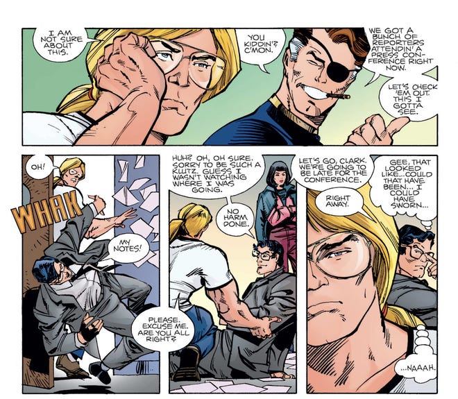 Thor bumps into Clark Kent