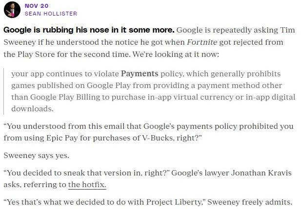تیم سوئینی، مدیر عامل Epic می گوید که گوگل برای عرضه فورتنایت در پلی استور قراردادی را پیشنهاد کرده است که “چیزی که اشتباه به نظر می رسید” است.