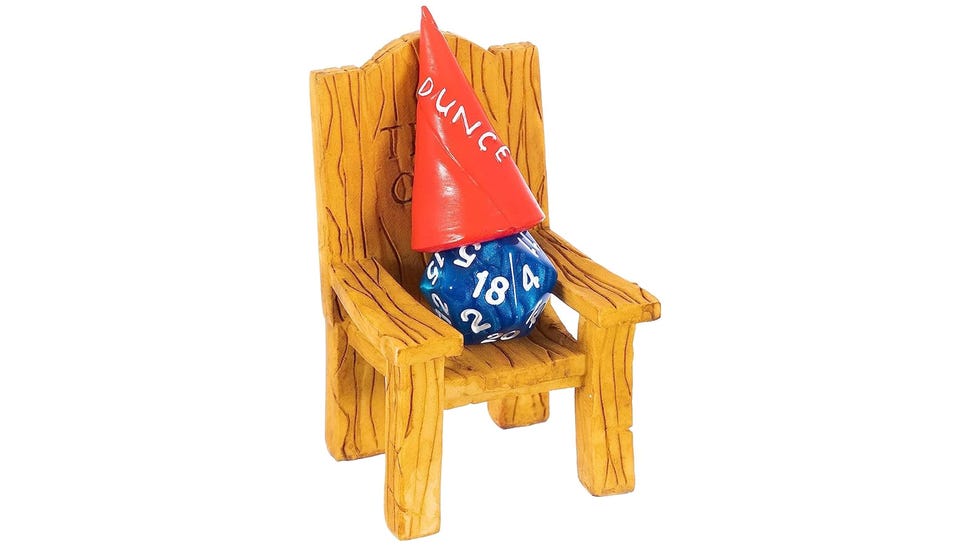An image of a time out chair for dice.