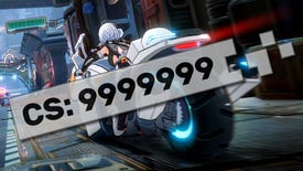 A motorbike vehicle in Tower Of Fantasy, with the words "CS: 9999999" emblazoned across the image.