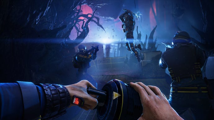 Fighting monsters in a Tom Clancy's Rainbow Six Extraction screenshot.