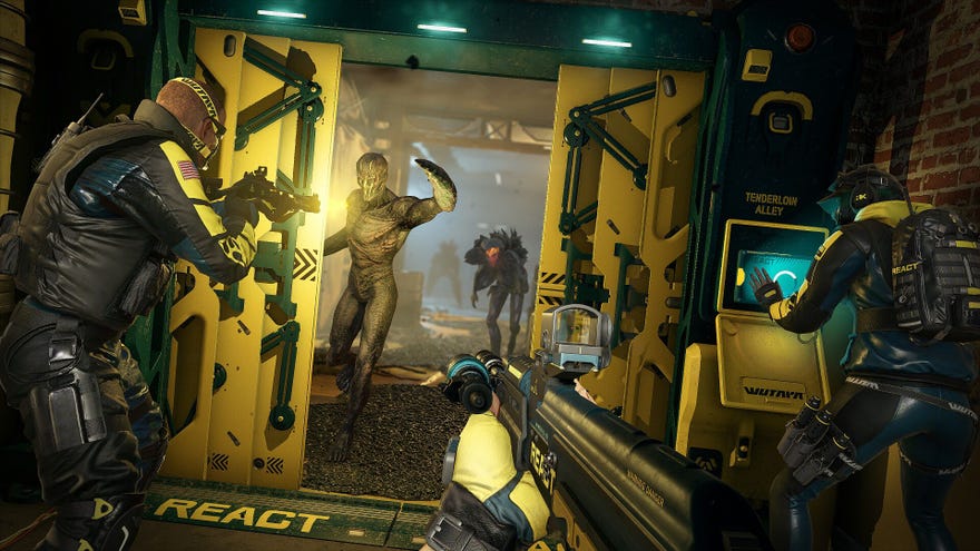 Battling monsters in a Rainbow Six Extraction screenshot.