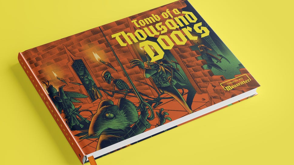 Tomb of a Thousand Doors Mausritter megadungeon book on yellow background