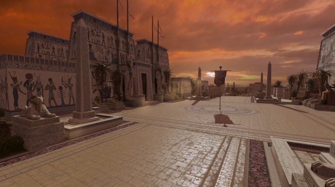A capture point in a square in Men-nefer in Total War: Pharaoh