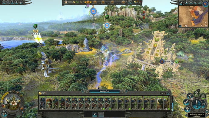 Een Aztec -tempel torent over een bos in totale oorlog: Warhammer II