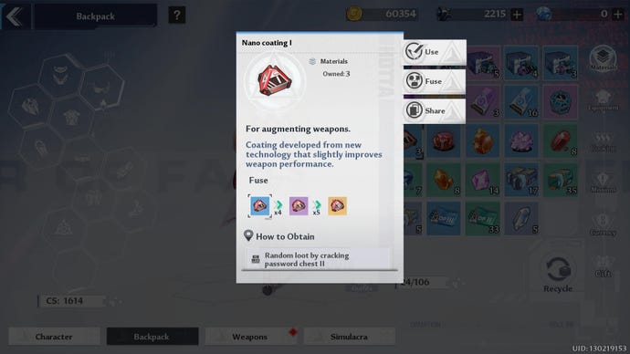 A look at how to upgrade Nano Coating in Tower Of Fantasy.