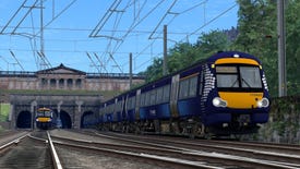 A screenshot of two ScotRail trains going through a tunnel as they head to Glasgow Queen Street station
