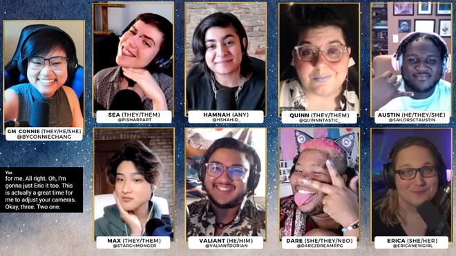 A screenshot from an episode of the Transplanar actual play show.