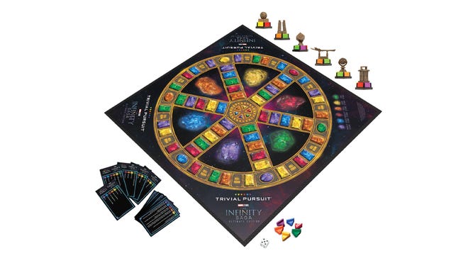 A layout image of Trivial Pursuit: Marvel Cinematic Universe - Ultimate Edition.