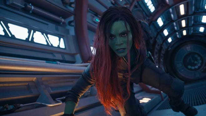 Still promotional image featuring Gamora on a spaceship