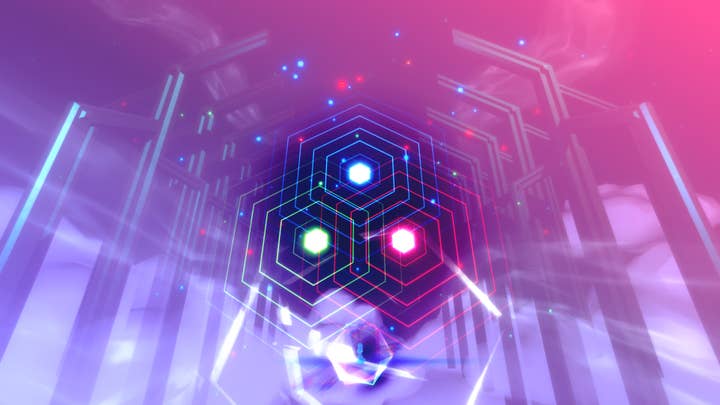 Screenshot of Tunic showing three colored shapes in the air