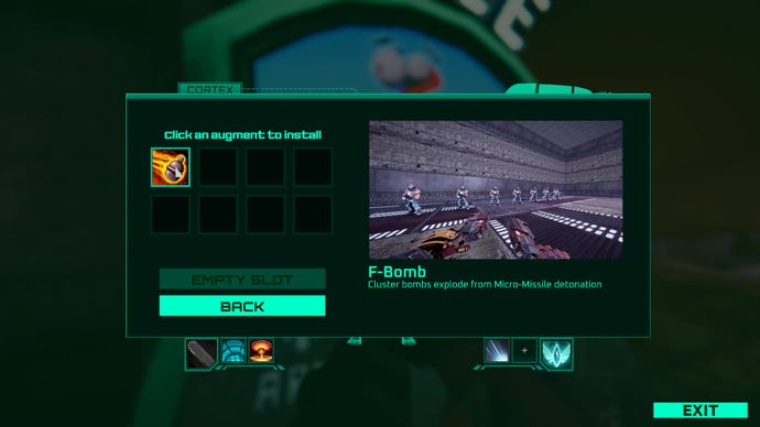 Browsing an augment for micro missiles in Turbo Overkill.