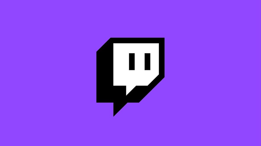 The Twitch logo (a chatbox with eyes) in front of a purple background