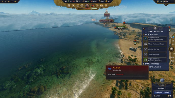 A lovely coastline in Total War: Pharaoh.